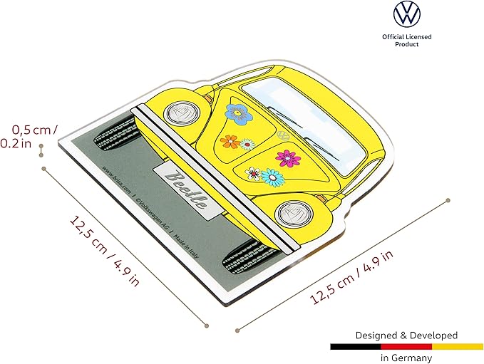 BRISA VW Collection - Volkswagen Polycarbonate Ice Scraper Windshield Scraper Snow Remover Winter Car Accessory in Beetle Design (Front/Yellow)