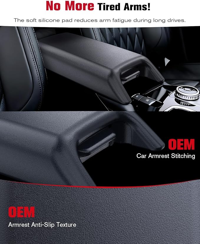 For 2025~2026 Mitsubishi Outlander (Not Fit Outlander Hybrid&Sport) 2-in-1 Silicone Center Console Armrest Cover&Armrest Hidden Privacy Tray - [OEM Design&Friendly Liquid Silicone Rubber] - Thin Black