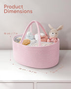Maliton Baby Diaper Caddy Organizer, Cotton Rope Diaper Caddy Basket, Large Storage Basket for Newborn Boys and Girls, Gift f