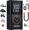 AstroAI L7 Tire Inflator Portable Air Compressor Cordless-2pack Bike Pump with Digital Dual Values Display, 150 PSI Car Tires Pump with LED Lights Air Pump for Cars, Motorcycles, Bikes, Balls Orange