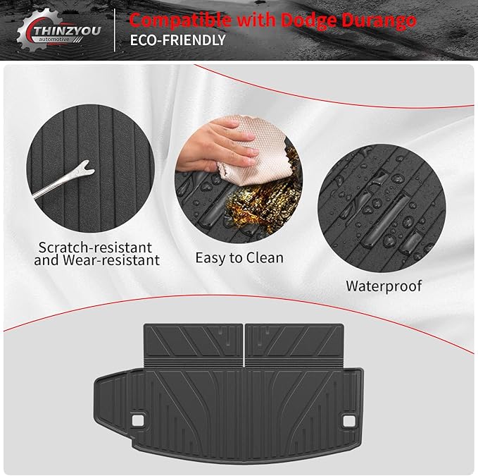 Floor Mats Compatible with 2016-2025 2026 Dodge Durango 6 Seats Cargo Mat Back Seat Protector Trunk Liner 2024 Durango Accessories (Fit 6 Seats, 3rd Row Backrest Mats+Trunk Mat+Floor Mats)