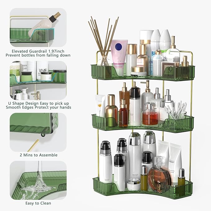 Webetop Corner Bathroom Counter Organizer, Bathroom Makeup Countertop Organizer, Corner Storage Organizers for Vanity, Bathro