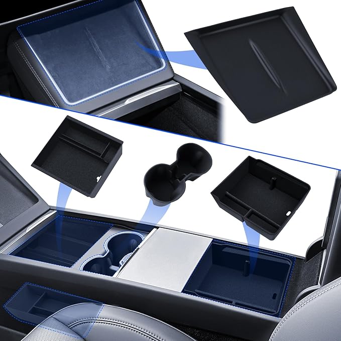 for Model 3 Center Console Organizer Armrest Tray Middle Storage Box Insert Container Durable ABS Plastic Accessories 2024 2025