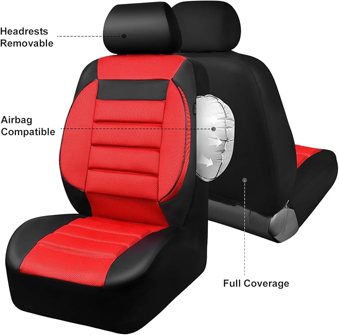 CAR PASS 3D Foam Leather Car Seat Covers Two Front Seats only, Air Mesh Thick Seat Covers, All Weather Car Seat Cover Comfort
