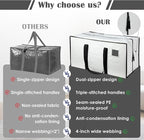 6 Pack Moving Bags with Full-Open Side Zipper, Extra Large 93L Heavy Duty Waterproof Foldable Storage Totes for College Dorm,