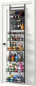 mustry Over The Door Garage Organizer, Behind The Door Storage with PegBoards and Baskets for Cleaning Supplies, Car Care, Sp