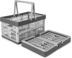 Domiella 2-Pack Foldable Storage Baskets, Collapsible PP Crates with Handles - 20L Capacity, Strong and Portable for Home Org