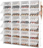 ROJASOP Shoe Storage Cabinet, 12-Tier Shoe Organizer 96 Pairs Extra Large Plastic Shoe Rack with Covers Portable Shoe Rack Or