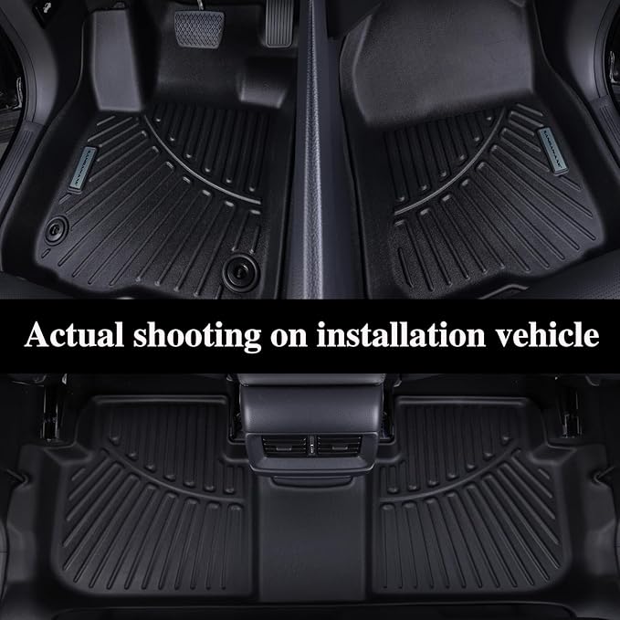 Floor Mats for 2007-2013 Chevy Silverado & GMC Sierra 1500 Crew Cab 2007-2014 2500/3500 HD TPE All Weather Full Cover Protection,Front & 2nd Row