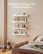Shario Nursery Book Shelves, 4-Pack White Floating Shelves for Wall Kids, Scalloped Shelves, Wall Book Shelves for Bedroom Ki