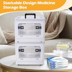 Gifhomfix 18QT Medicine Storage Box with Handles, Large Capacity First Aid Box, Clear Medical Supply Organizer with Removable