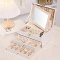 3 Layer Jewelry Boxes for Women with Mirror Large Jewelry Organizer Box with 2 Jewelry Organizer Drawer PU Lockable Elegant U