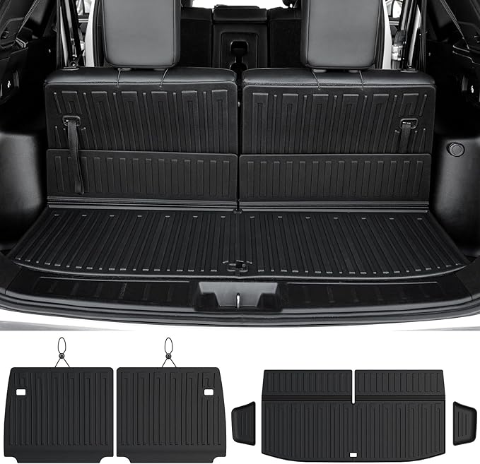 Cargo Liner Backrest Mats for 2022-2025 2026 Mitsubishi Outlander (Not Fit Sport or PHEV), All Weather TPE Cargo Trunk Mat Seat Back Protectors Accessories(Cargo Mat+3rd Row Backrest Mats)