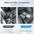 JDMCAR Center Console Organizer Compatible with 2025 2026 Toyota 4Runner Accessories, Insert ABS Materials Tray, Armrest Box Secondary Storage Tray Interior Accessories (Glossy Black Trim)