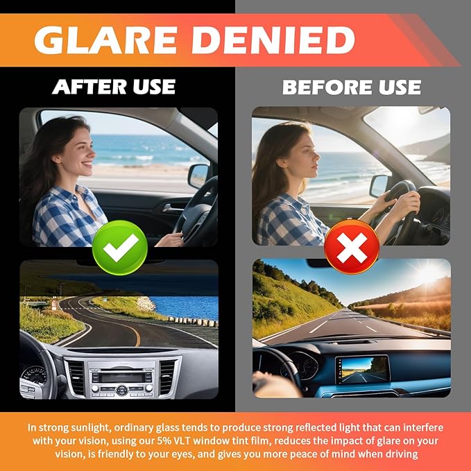 59.06x5.91 Car Windshield Tint Strip Kit,5% VLT Car Window Tint Film for Glare Reduction with Scraper & Knife,Cuttable Window Tints Cars Accessories for Windshield Tints