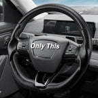 3-Piece Carbon Fiber Steering Wheel Cover for Ford Mustang Mach-E 2021-2026, Custom Fit Clip-On Quick Installation Ultra-Thin Interior Car Accessories for Men Women(Matte Black)