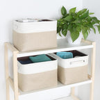 Kntiwiwo Foldable Storage Bin Collapsible Fabric Storage Basket Cube with Durable Handles Closet Organizer Bins for Organizin