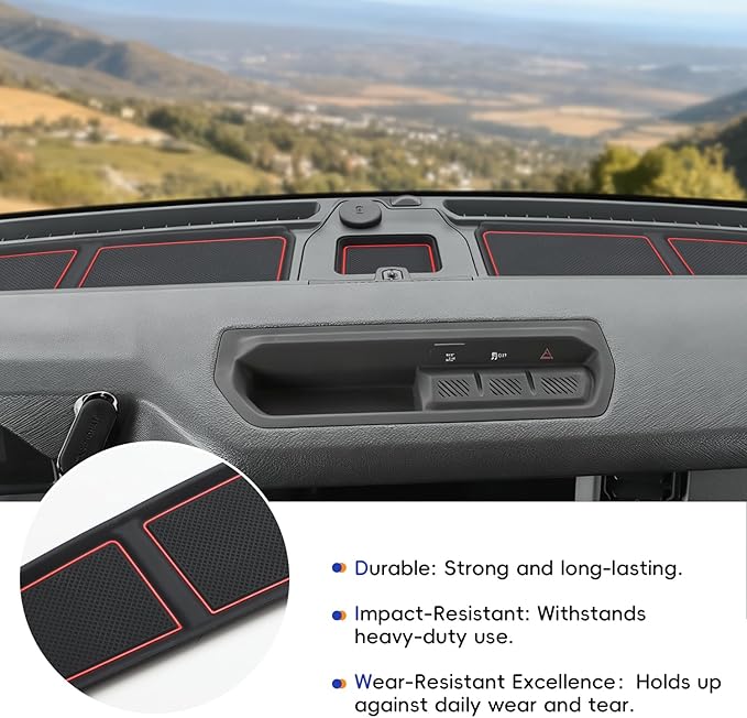 auovo Dash Cover Tray Compatible with Ford Bronco Accessories 2024 2025 2026 Bronco Anti-Slip Silicone Car Dashboard Compartm