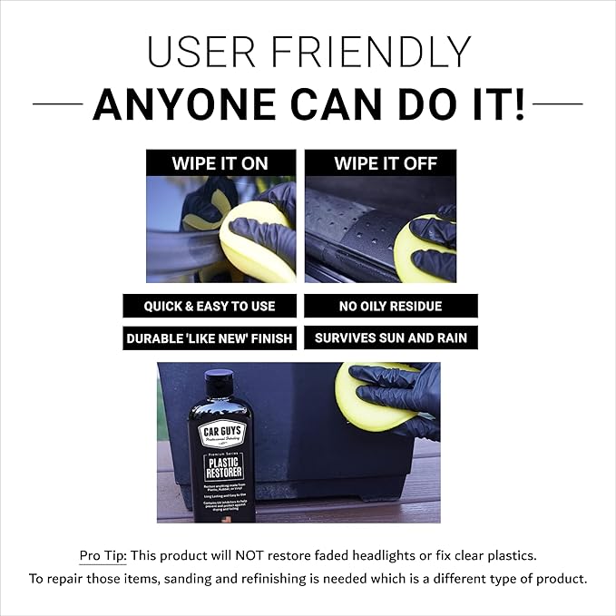 CAR GUYS Plastic Restorer | Bring Plastic, Rubber, and Vinyl Back to Life! | User Friendly Trim Restorer | Safe Auto Detailin