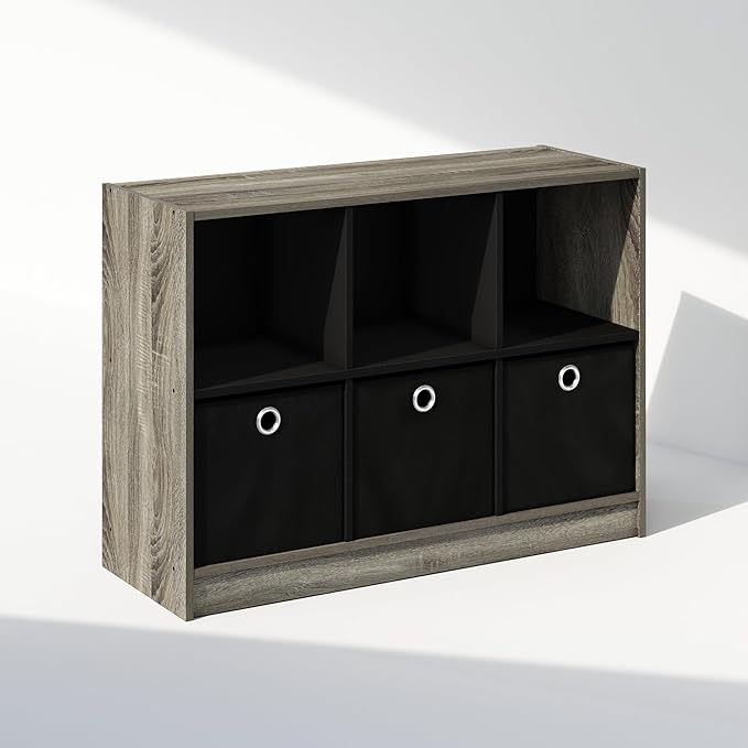 Furinno Cubic Closet Organizers and Storage, 6-Cube Closet Organizer with Bins, Open Shelf Storage, for Wardrobe, Bedroom, Li