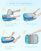 BAGSMART 6 Set /4 Set/2 Set Compression Packing Cubes for Travel, Lightweight Luggage Organizer Bags, Durable Space Saver Bag