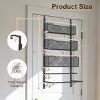 VyGrow Over the Door Storage Organizer with 3 Tier Mesh Baskets 2 Hanging Rods, 2 Mounting Options, Heavy Duty Clothes Hanger