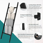 Blanket Ladder, Bamboo 5-Layer Towel Racks, Blanket Quilt Towel Holder Rack Decorative Ladder, Easy Assembly, Rustic Farmhous