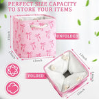 Geiserailie 6 Pcs 13 x 13 Inch Pink Cube Storage Bins Bow Fabric Storage Organizer Bins Foldable Cube Baskets with Sturdy Car