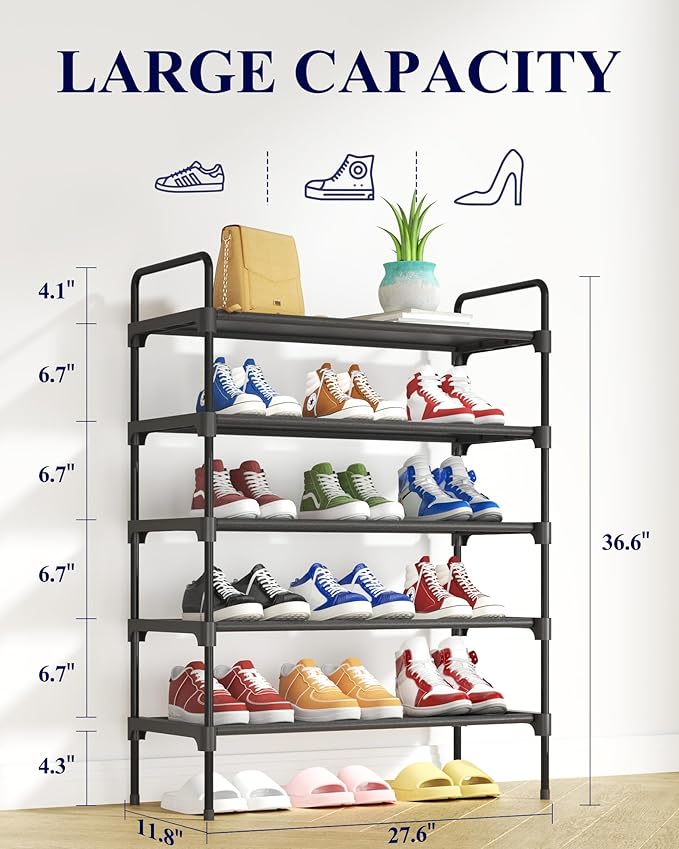 Kitsure Shoe Rack for Closet, Sturdy and Long-Lasting Shoe Shelf, Shoe Rack for Entryway, Personalized DIY Shoe Organizer, Sh