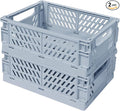 Small Pastel Plastic Storage Bins 2Pcs Foldable Pastel Crates Plastic Basket Colorful Storage Containers Baskets for Classroo