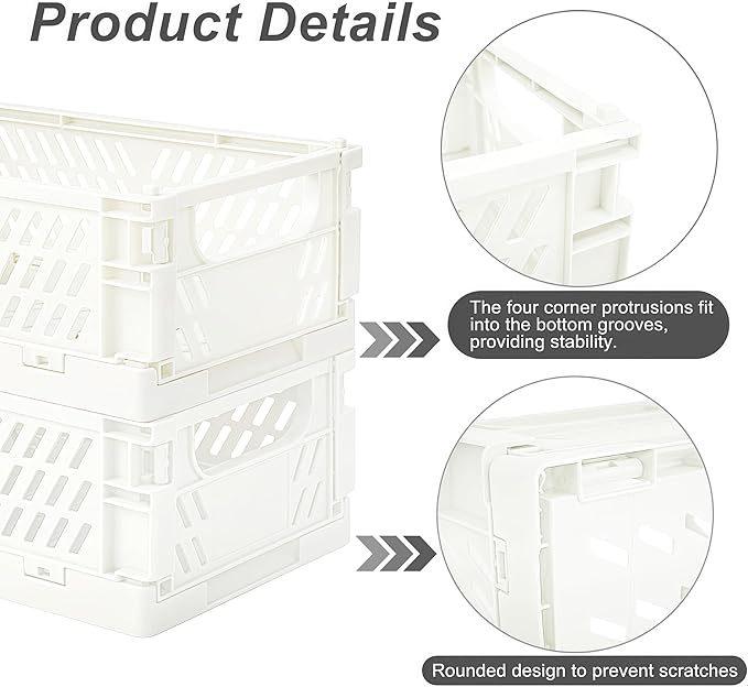 2 Pack Mini Foldable Small Plastic Baskets for Organizing and Storage，Collapsible Storage Crates,Mini Bins for Home Kitchen B
