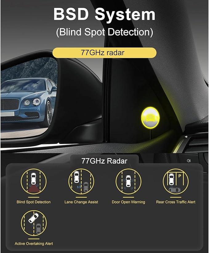 Blind Detection Intelligent BSD Blind Spots Detection, 79GHz Radars Rear Crossing Traffics Alert Tool, Rearview Warning Vehic
