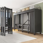 49.2in Heavy Duty Clothes Rack with Black Cover Foldable Covered Clothes Rack for Hanging Clothes portable Wardrobe Closet Sy