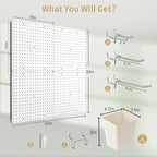 FZK Peg Board,Pegboard 32''*32'', White Pegboard 4pcs and 33 Accessories, Pegboard Wall Organizer, Peg Boards, Peg Boards for