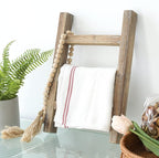 FUIN Wooden Tea Towel Ladder, Mini Ladder Towel Rack Display Hanger, Small Rustic Farmhouse Tea Towel Stand Holder for Countr