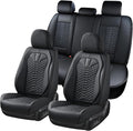 Coverado Leather Seat Covers, Car Seat Covers Full Set, Black Seat Covers for Cars, Car Seat Protector Waterproof, Car Seat C