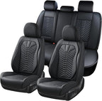 Coverado Leather Seat Covers, Car Seat Covers Full Set, Black Seat Covers for Cars, Car Seat Protector Waterproof, Car Seat C