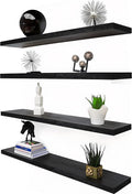 36 Inch Floating Shelves for Wall Rustic Black Wood Wall Shelves for Bedroom Set of 4