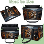 Reusable Grocery Bags Heavy Duty Shopping Bags Foldable Large Tote Bags with Long Handles & Hard Bottom