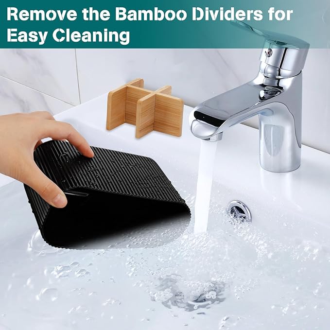 GFWARE Black Toothbrush Holder - Bamboo Toothbrush Holders for Bathrooms Electric Toothbrush Holder Organizer Kids Toothbrush