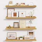 Fun Memories Picture Ledge Shelf - 24 Inches Floating Shelves Set of 4 - Floating Shelves with Lip for Storage - Wood Bookshe