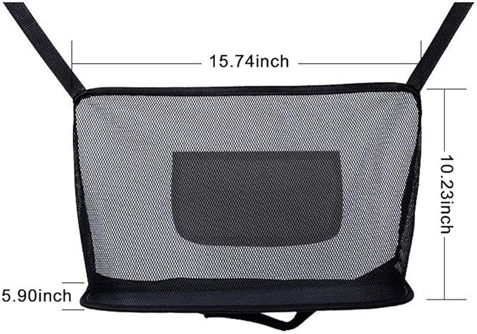 TWAYFEL Car Net Pocket Handbag Holder, Seat Back Organizer Mesh Large Capacity Bag, Driver Storage Netting Pouch for Purse Between Two Seat, Barrier of Backseat Pet Kids (Black, Upgrade)