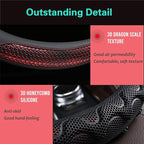 PINCTROT Large Size Steering Wheel Cover Great Grip with 3D Honeycomb Anti-Slip Design, 15.5-15.75 Inch (Wine Red)