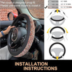 PINCTROT Large Size Chenille Leather Steering Wheel Cover, Soft Mottled Colors, Sweat-Proof, Non-Slip Grip, All-Season Comfor