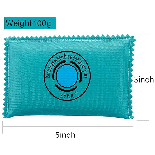 100g Rechargeable Desiccant Pack of 5,Silica Gel Desiccant Packets,Moisture Absorbers for Storage Bins, Suitcase,Gun Safe,