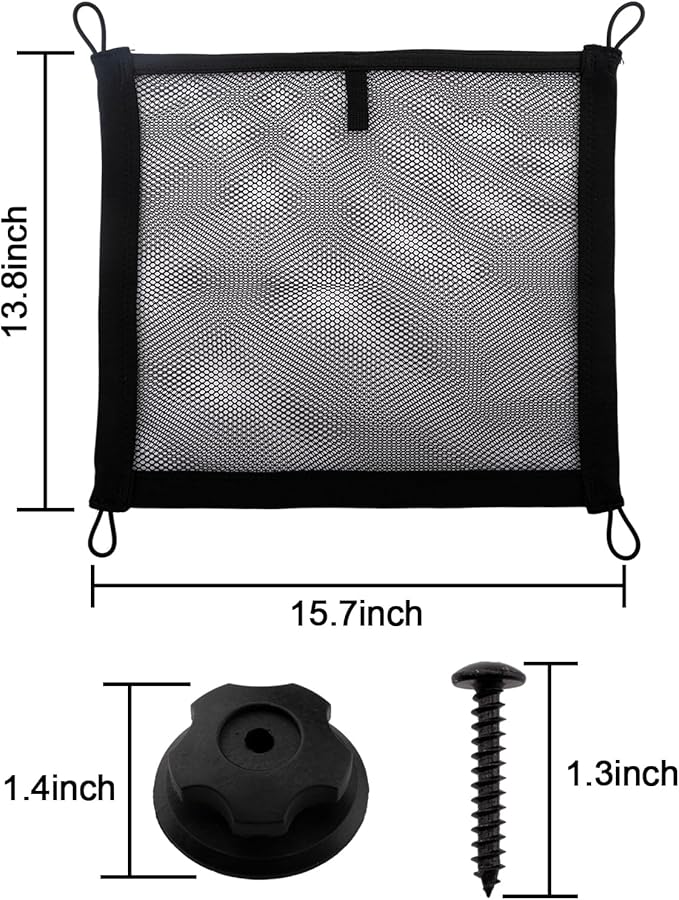 2 Pack Small Cargo Net Pocket Storage Mesh Netting Organizer with 8 PCS Mounting Screws for Car RV SUV Camper Boat 15.7 x