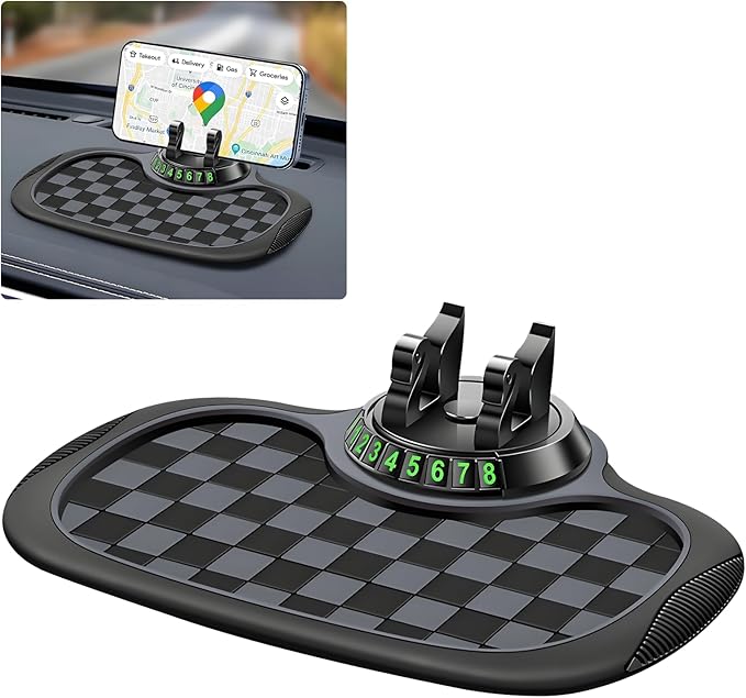 Wuyaoyao Multifunction Car Anti-Slip Mat Auto Phone Holder, PVC Car Dashboard Non-Slip Pad Phone Mount with Temporary Parking