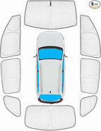 KMF 8pcs Thicken Sun Shades for Jeep Cherokee SUV Accessories 2014-2023(NOT Grand Cherokee),Full Car Window Covers for Windshield Side Rear, UV Block and Privacy Blackout for Camping