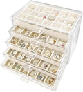 Acrylic Earring Holder Organizer with 5 Drawers Clear Earring Organizer Box with 90 Adjustable Grids Velvet Earring Display C