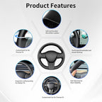 Hand Sewn Microfiber Leather Steering Wheel Cover, Stitch Steering Wheel Wrap Set for Original Tesla Model 3 2017-2023/Model Y 2020-2023 Juniper/Highland Accessories (A)